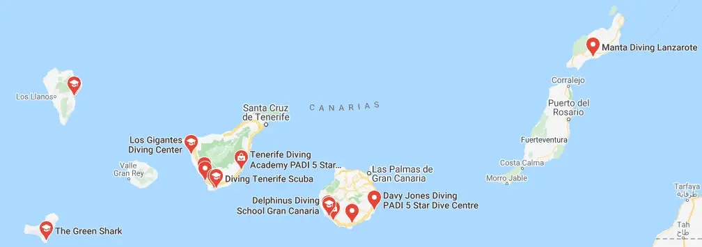 Diving Map of the Canary Islands
